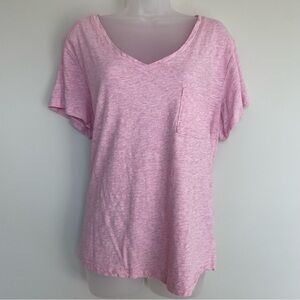 Eddie Bauer Soft Pink Heather Pocket V-Neck Tee | Size XXL